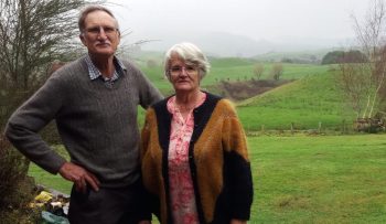Jim-and-Audrey-Walker-on-their-Waimiha-farm-Alex-Braae